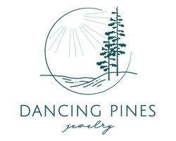 Pine tree logo with text underneath: Dancing Pines Jewelry